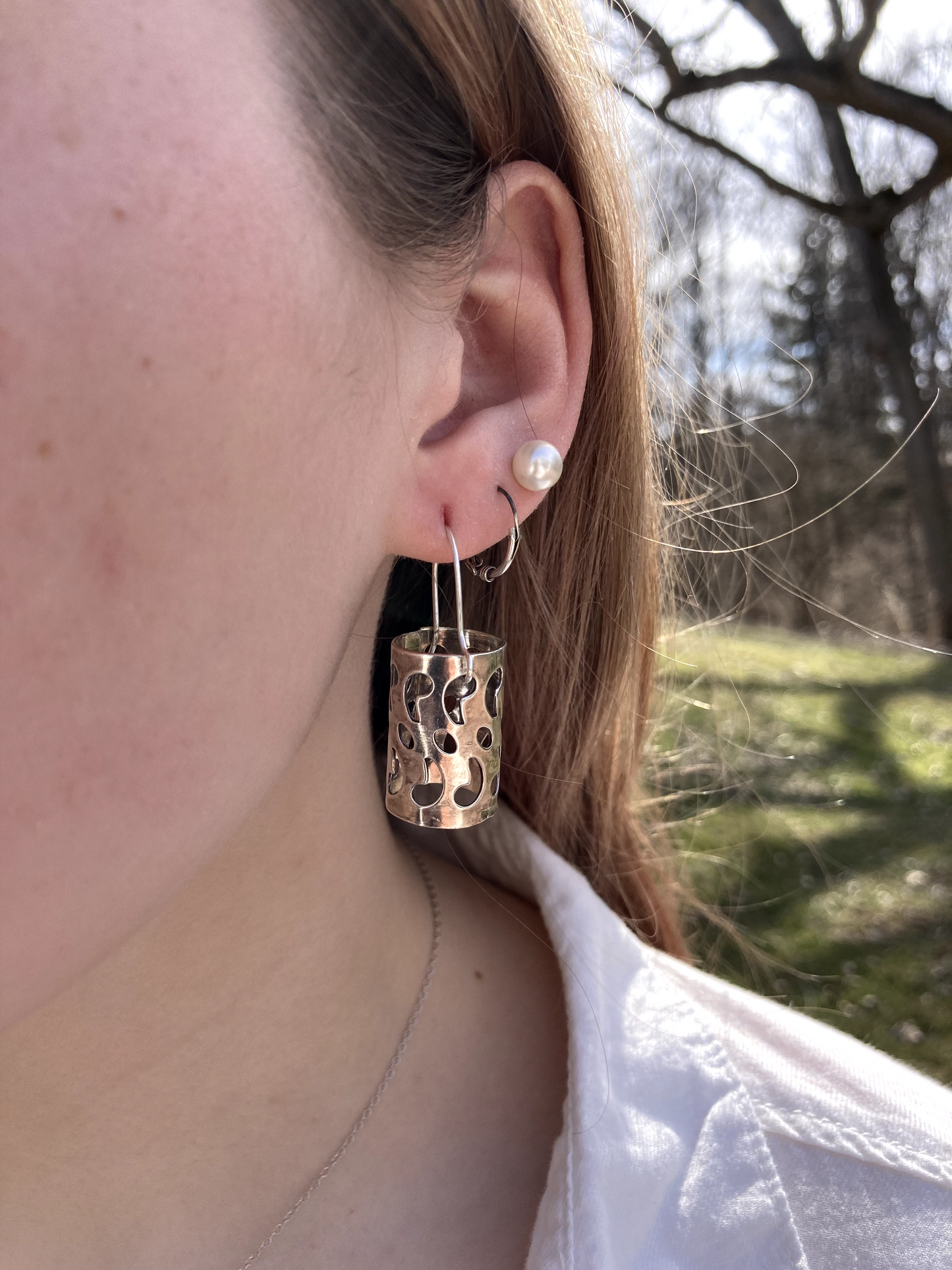 Dangle Earring created from a Casserole Dish