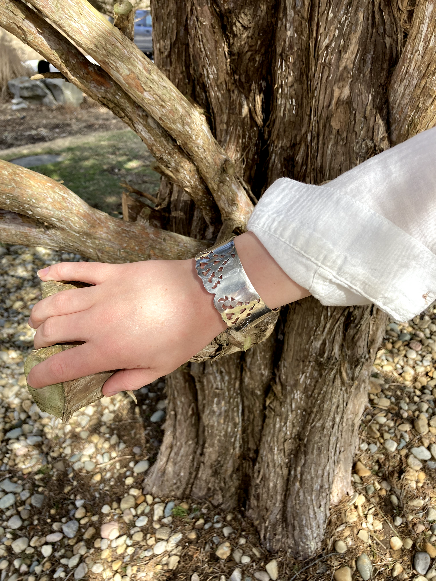 Cuff Bracelet from a Vintage Serving Platter